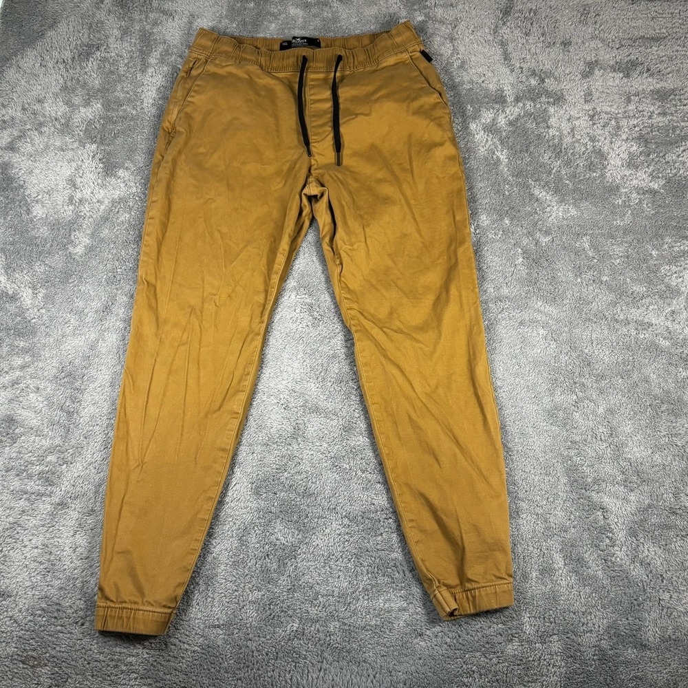 Hollister Mens Athletic Skinny Jogger Pants Tan Mustard Advanced Stretch Small